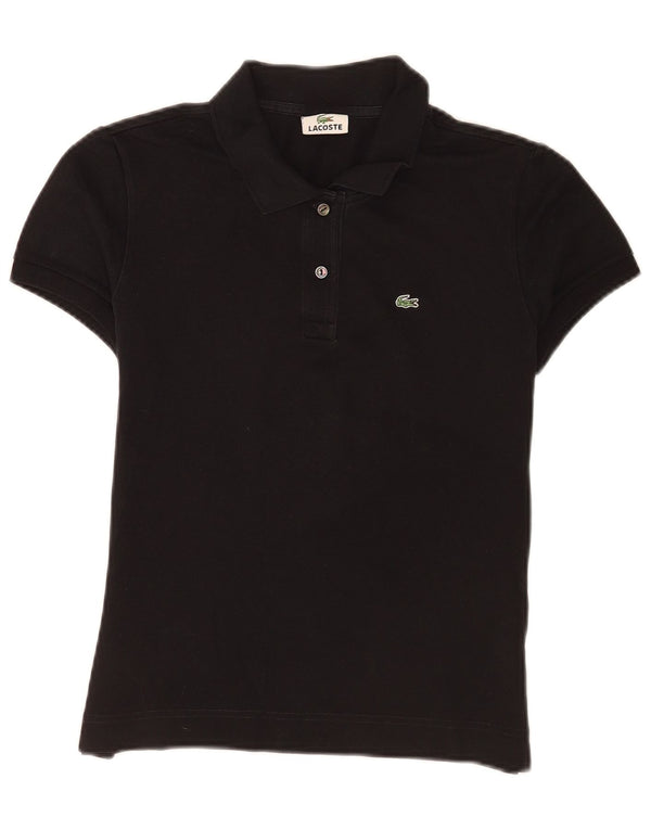 Женская рубашка поло Lacoste, размер 42, большая, черная, хлопковая, спортивная