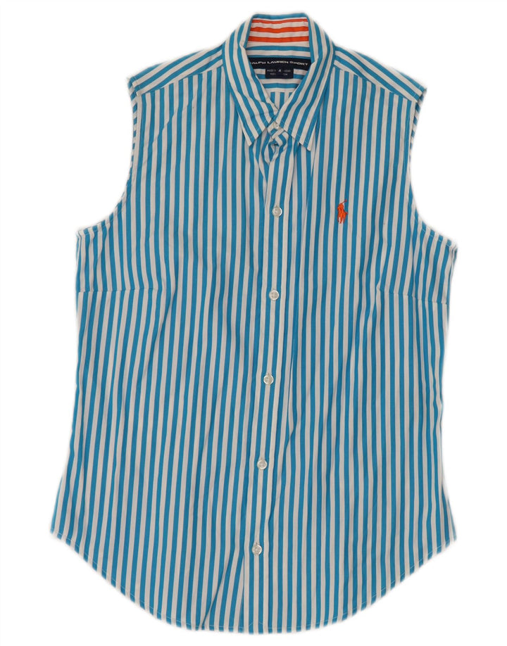 Женская рубашка без рукавов RALPH LAUREN, размер США 4, маленькая синяя полоска, хлопок