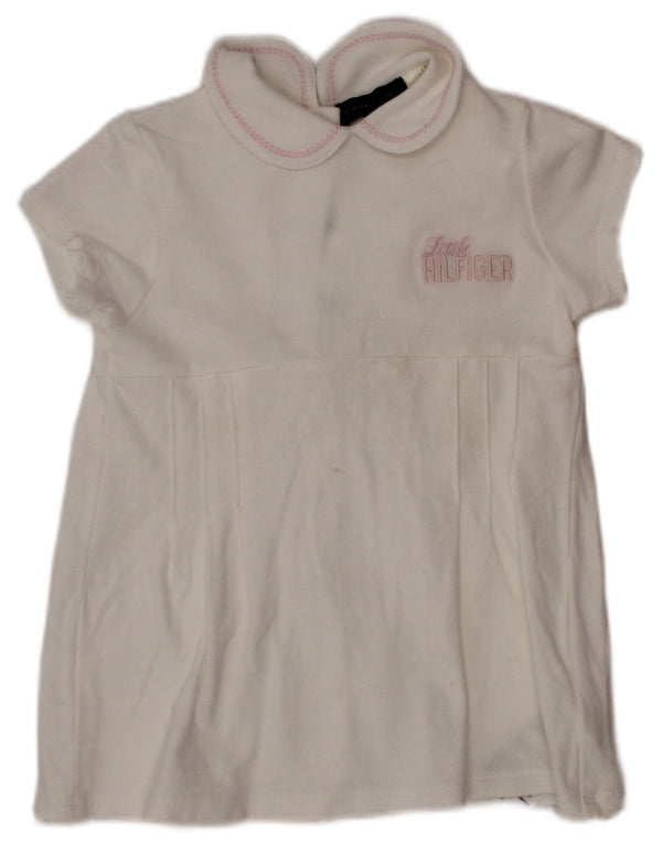 TOMMY HILFIGER Платье трапециевидного силуэта с рисунком для маленьких девочек 6–9 месяцев, белый хлопок