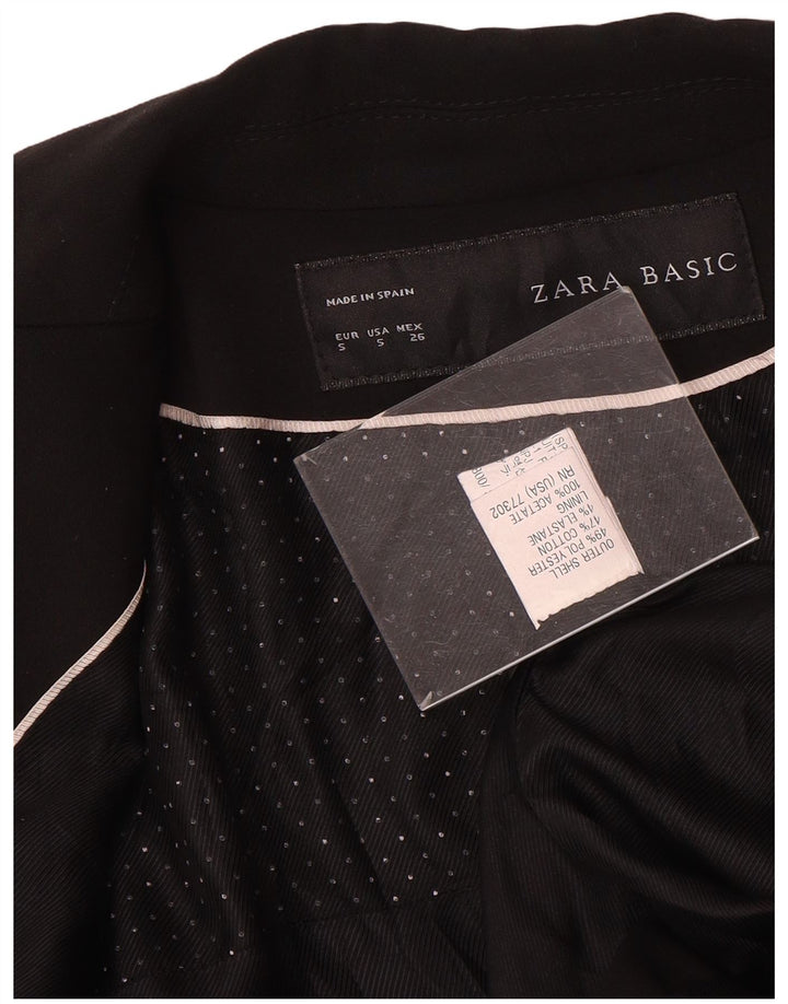 Женский пиджак Zara на 1 пуговице UK 10, маленький черный полиэстер