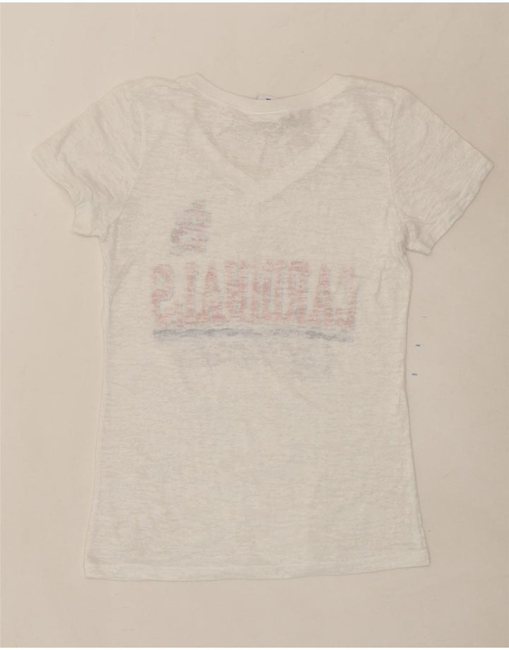 GENUINE MERCHANDISE Womens Graphic T-Shirt Top UK 12 Medium White Vintage Genuine Merchandise and Second-Hand Genuine Merchandise from Messina Hembry 