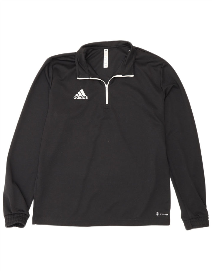 Мужской топ Adidas с воротником на молнии и длинным рукавом, большой черный полиэстер, спортивный
