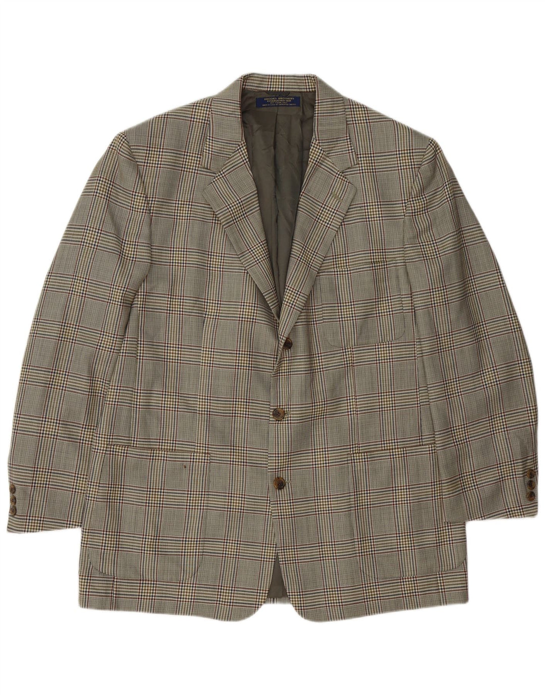 Мужской пиджак на 3 пуговицах Brooks Brothers IT 54 2XL серый шерстяной с узором "гусиные лапки"