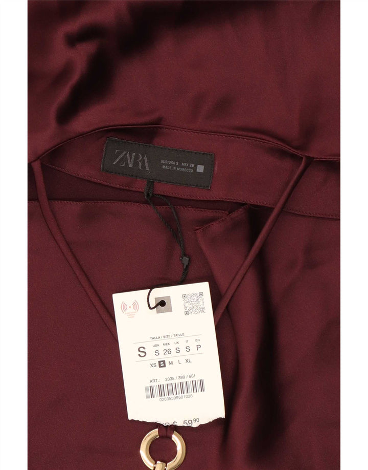 Женское платье с бретелькой Zara UK 10, маленькое бордовое полиэстер