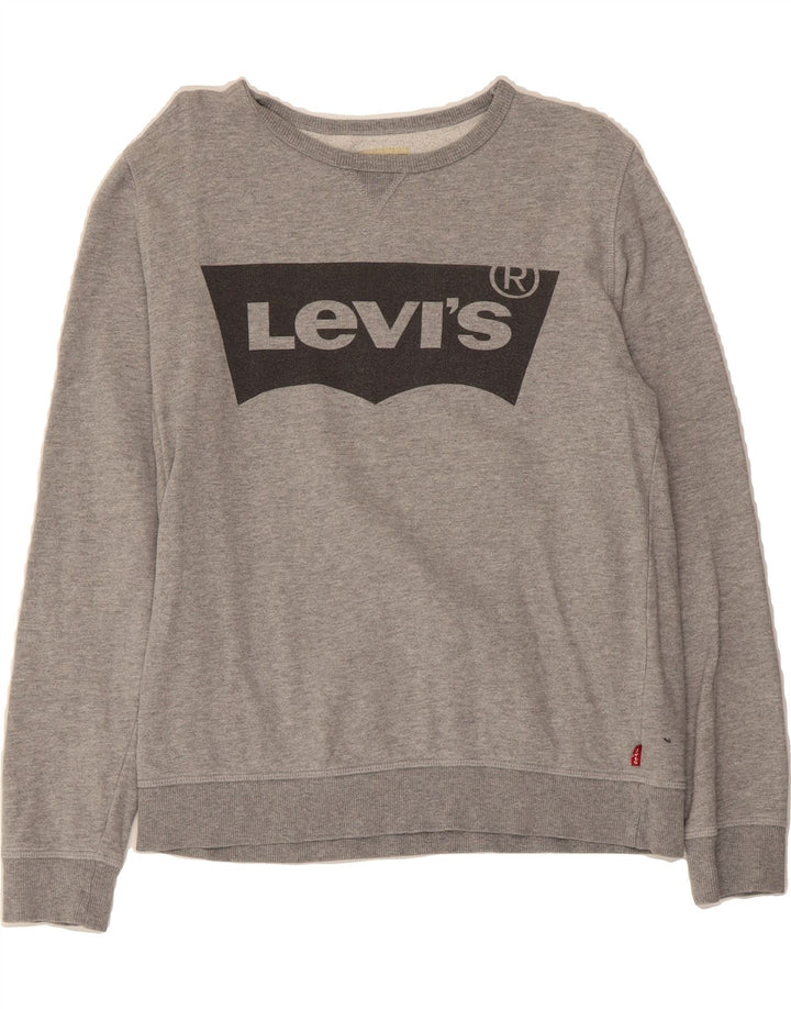 LEVI'S Boys Graphic Sweatshirt Jumper 15-16 Years Grey Cotton Vintage Levi's and Second-Hand Levi's from Messina Hembry 