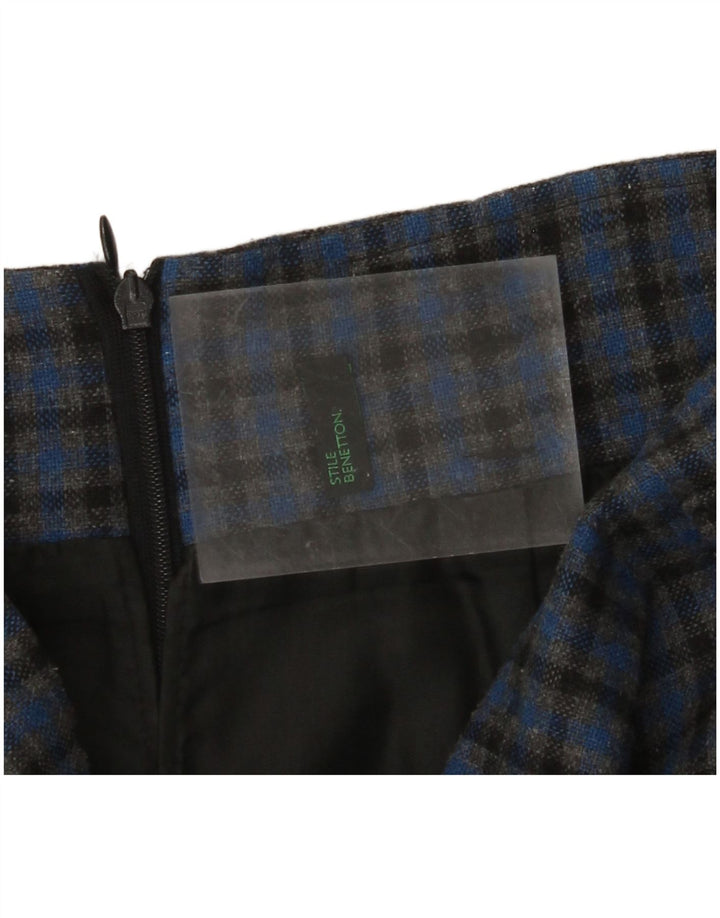 BENETTON Женская юбка-карандаш W28, средний синий в клетку