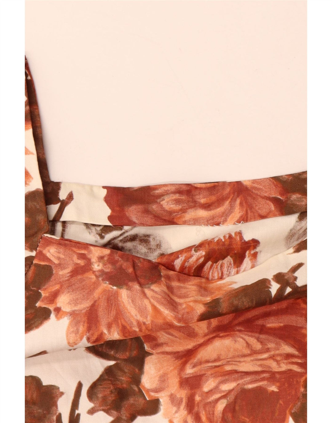 ВИНТАЖНОЕ женское платье А-силуэта UK 12, средний коричневый цвет с цветочным принтом