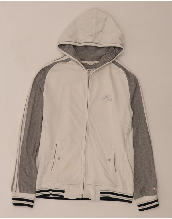 Champion Womens Zip Hoodie Sweater UK 18 XL White Colourblock Cotton