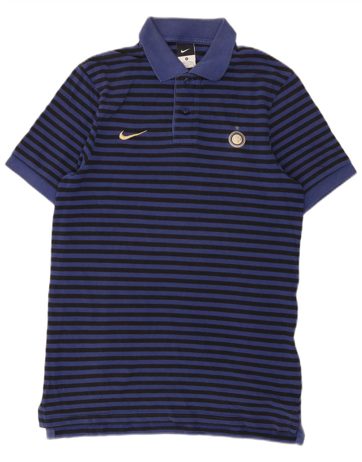 Мужская рубашка-поло Nike Inter Milan среднего размера, темно-синяя хлопковая полоска