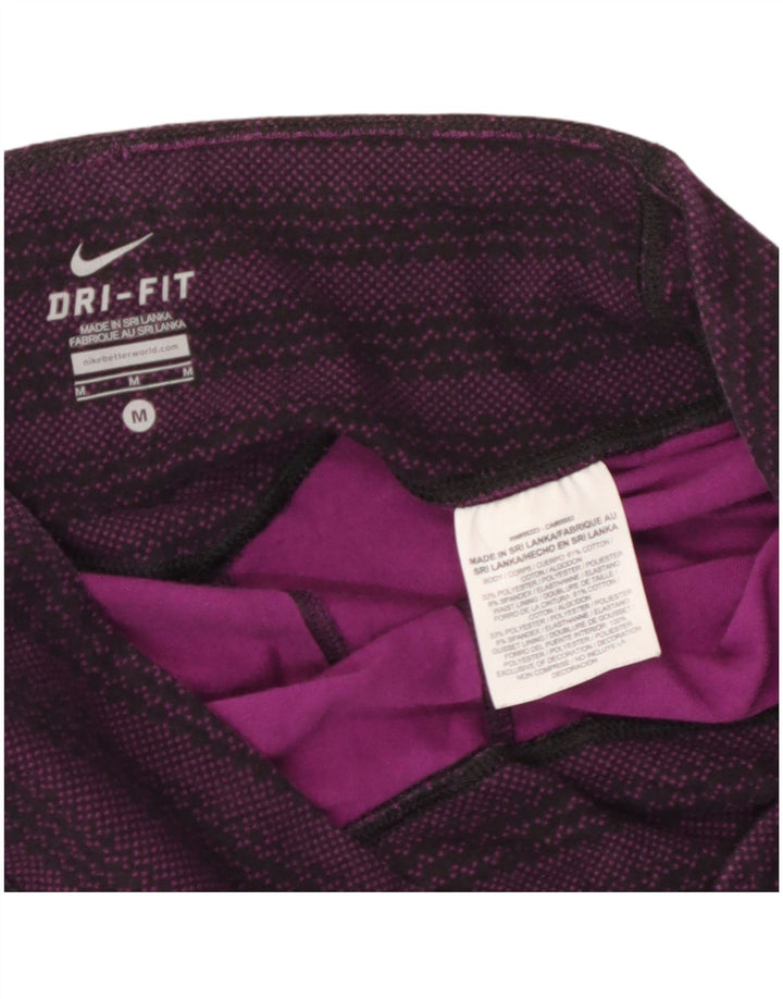 Женские леггинсы-капри NIKE Dri Fit UK 14, хлопок, средний фиолетовый в полоску