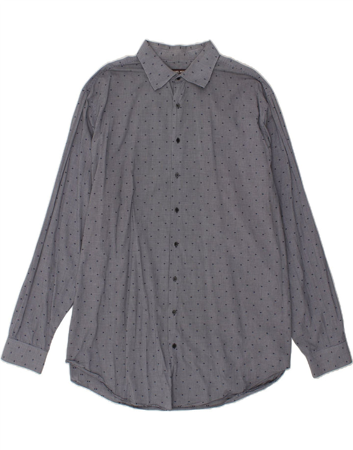 MICHAEL KORS Mens Tall Shirt 2XL Navy Blue Spotted Cotton Vintage Michael Kors and Second-Hand Michael Kors from Messina Hembry 