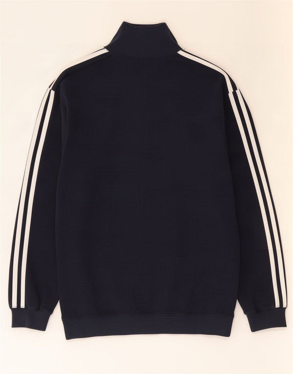 Adidas Mens Zip Neck Sweatshirt Jumper UK 34/36 Small Navy Blue Cotton