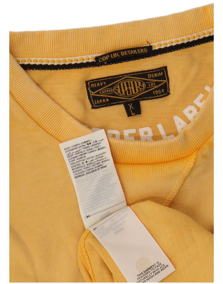 SUPERDRY Мужская футболка с рисунком Топ XL Желтый хлопок