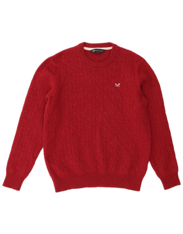 Мужской джемпер с воротником Crew Clothing, свитер среднего красного цвета из овечьей шерсти