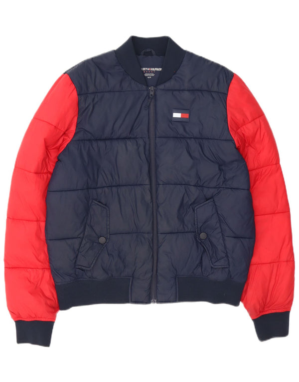 Мужская стеганая куртка Tommy Hilfiger UK 36, маленькая, темно-синяя, с цветными блоками