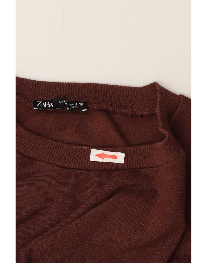 Женский укороченный свитер Zara UK 10, маленький коричневый