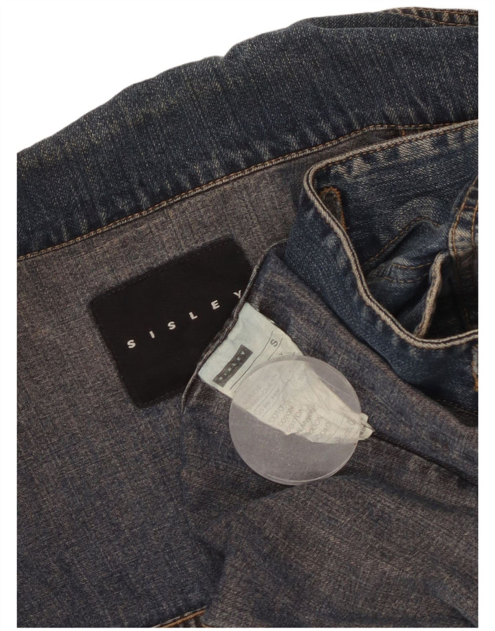 Женская джинсовая куртка SISLEY UK 10, маленькая, синяя, хлопок