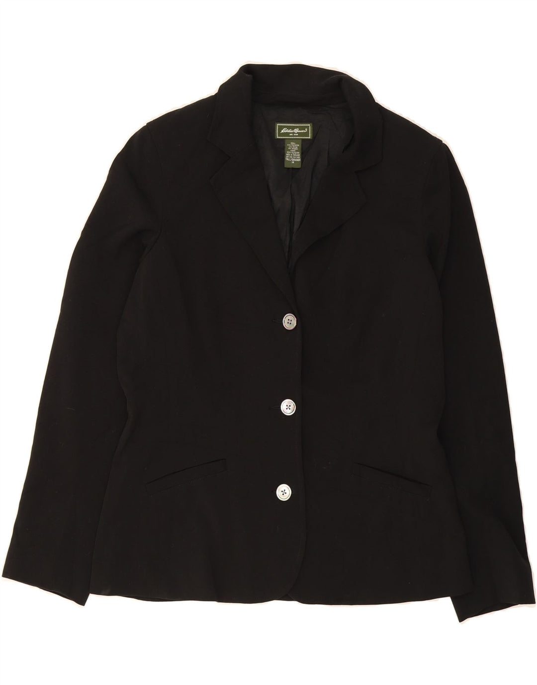 EDDIE BAUER Womens Tall 3 Button Blazer Jacket US 14 XL Black Polyester Vintage Eddie Bauer and Second-Hand Eddie Bauer from Messina Hembry 