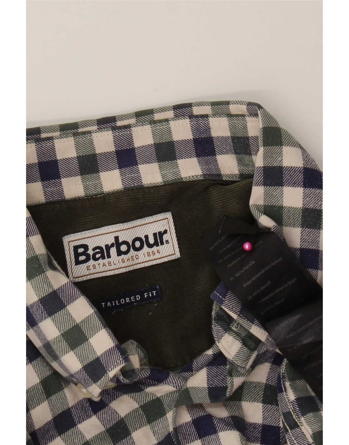 Мужская фланелевая рубашка Barbour, синяя, хлопковая в мелкую клетку