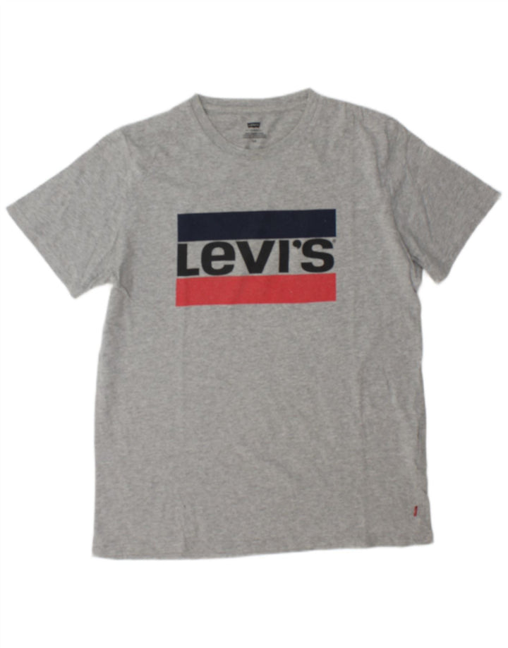Мужская футболка с рисунком Levi's, большой серый хлопок с крапинками