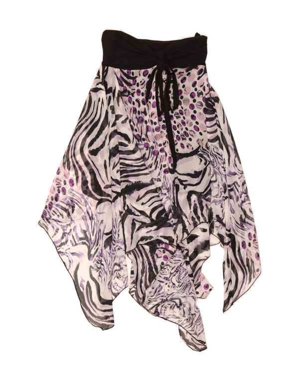 VINTAGE Womens Asymmetrical Skirt Medium W37  Purple Animal Print