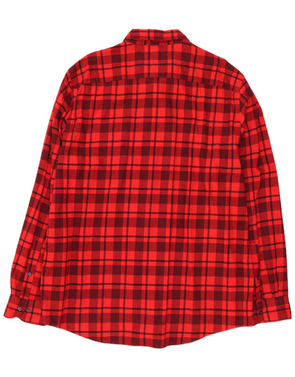 TOMMY HILFIGER Mens Regular Fit Flannel Shirt 2XL Red Check Cotton