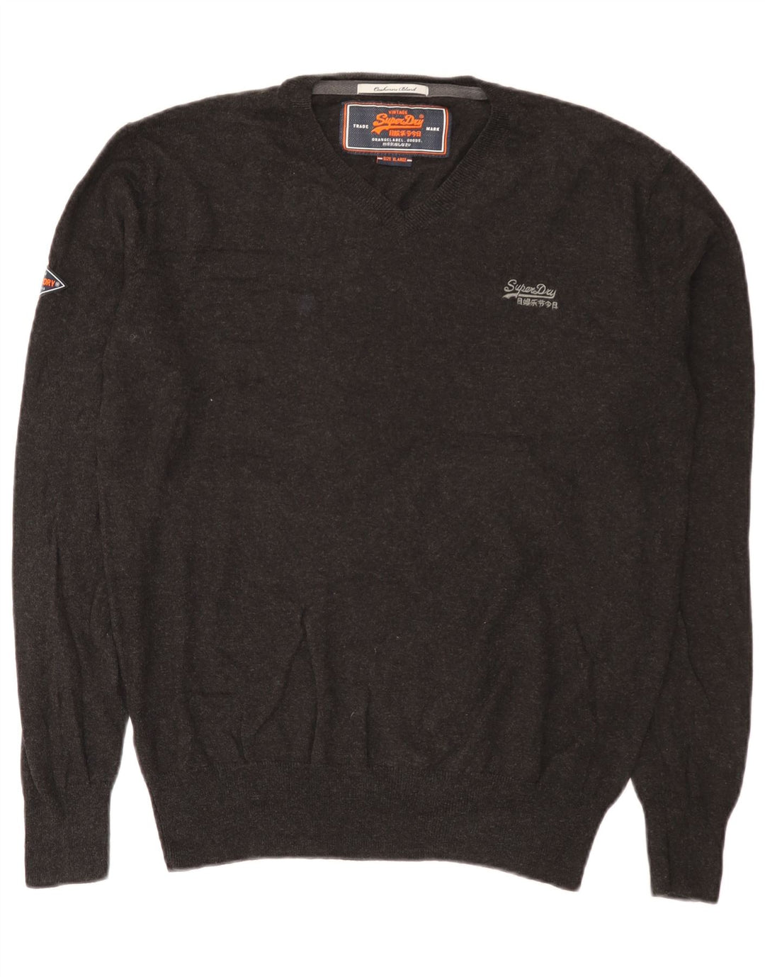 Мужской джемпер с v-образным вырезом Superdry XL, серый хлопок