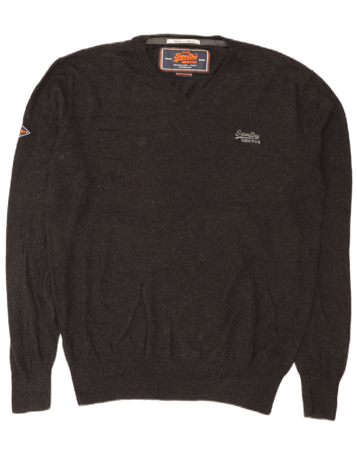 Мужской джемпер с v-образным вырезом Superdry XL, серый хлопок