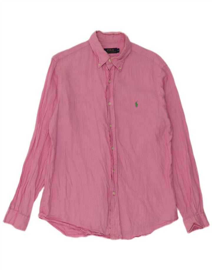 Мужская рубашка Polo Ralph Lauren из льна среднего розового цвета