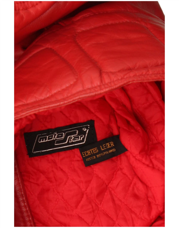 Винтажная женская кожаная куртка-гонщик EU 40, кожа среднего красного цвета