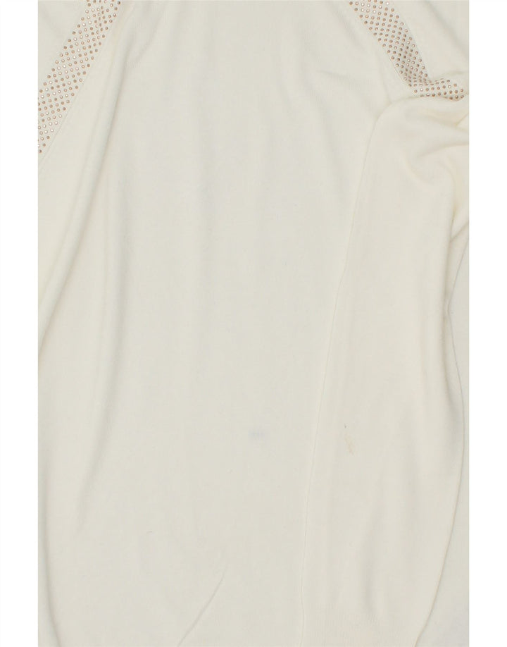 LIU JO Womens Boat Neck Jumper Sweater UK 12 Medium White Viscose Vintage Liu Jo and Second-Hand Liu Jo from Messina Hembry 
