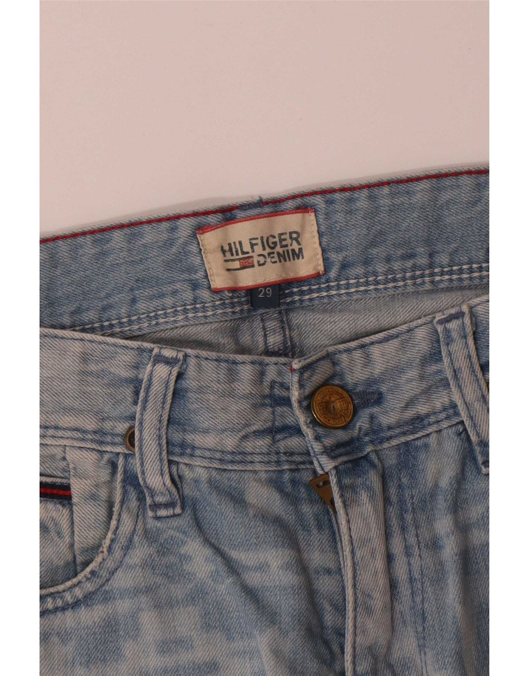 Мужские джинсовые шорты Tommy Hilfiger W29, хлопок среднего синего цвета с геометрическим рисунком