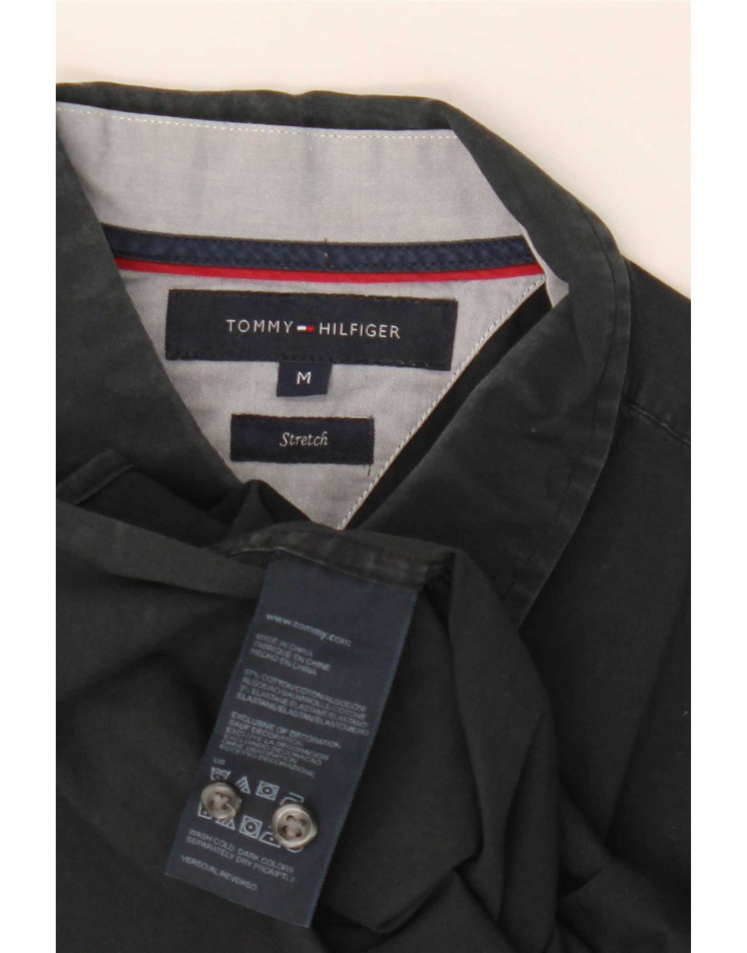 Мужская рубашка Tommy Hilfiger из хлопка среднего размера, черная
