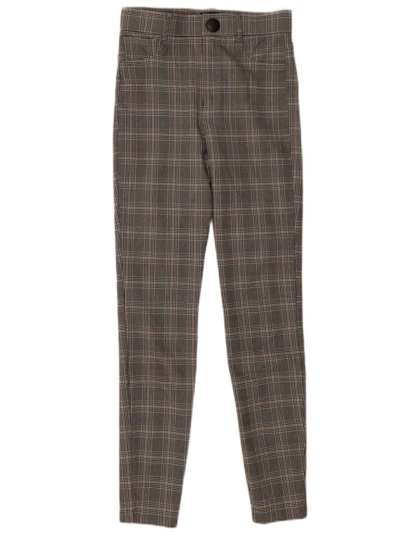 Zara Womens Skinny Casual Trousers Small W26 L27 Grey Check Viscose