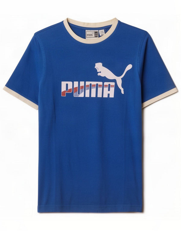 Puma Мужская футболка с рисунком Топ XS Синий Цветной блок