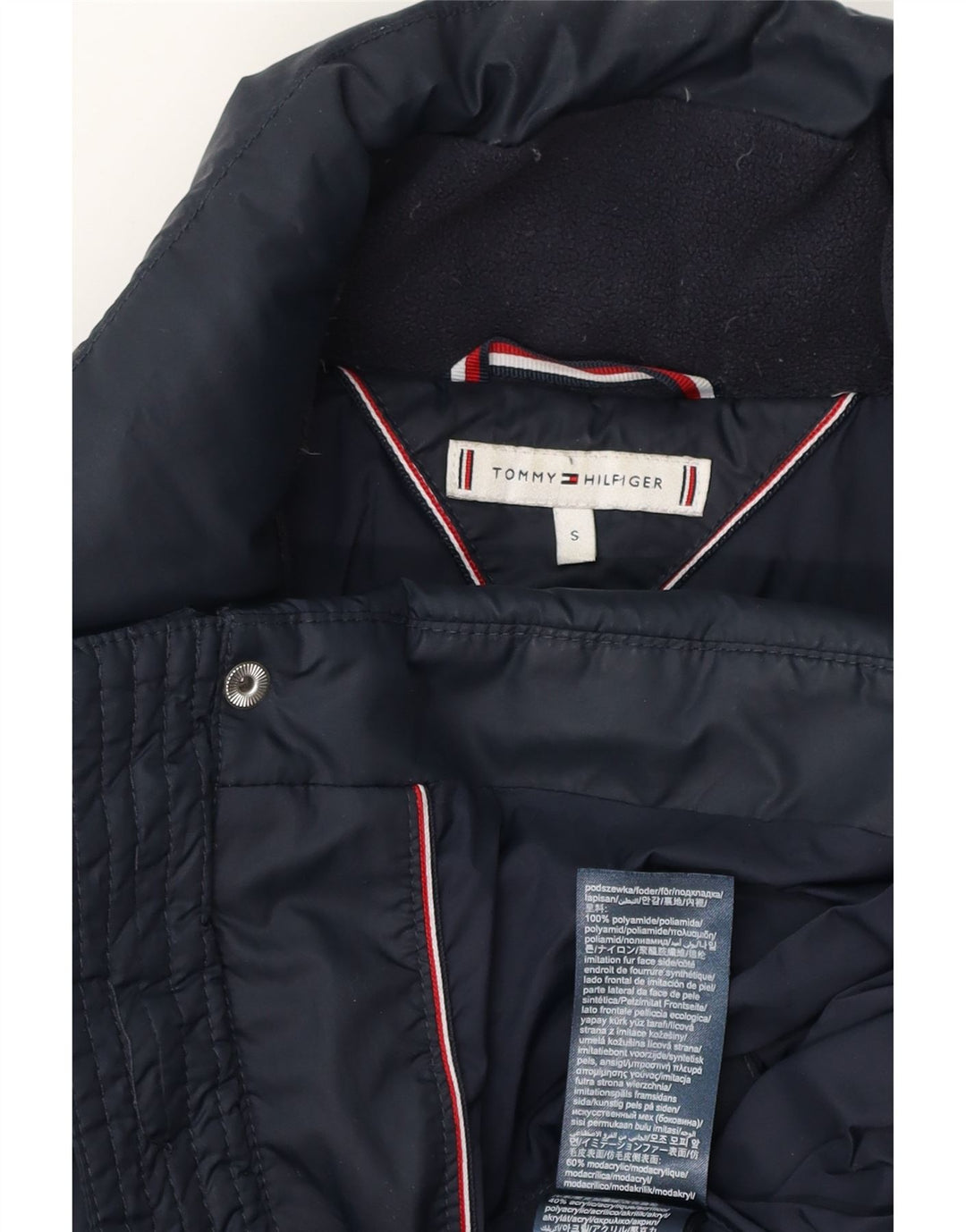 Tommy Hilfiger Женский пуховик оверсайз UK 10, маленький темно-синий, полиэстер