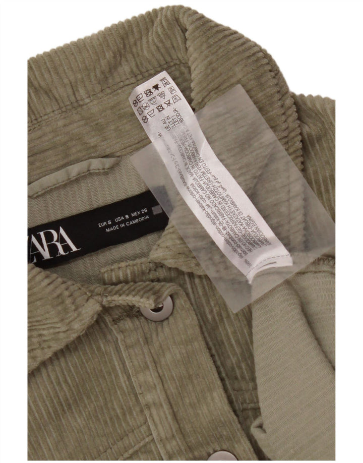 Женская вельветовая рубашка оверсайз ZARA UK 10, маленький размер, зеленый хлопок