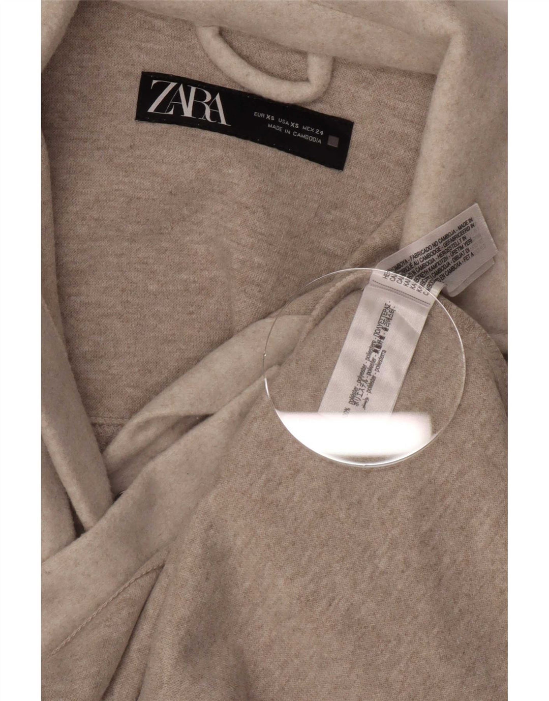 Женская верхняя рубашка Zara, фланелевая рубашка UK 8 XS, бежевый полиэстер