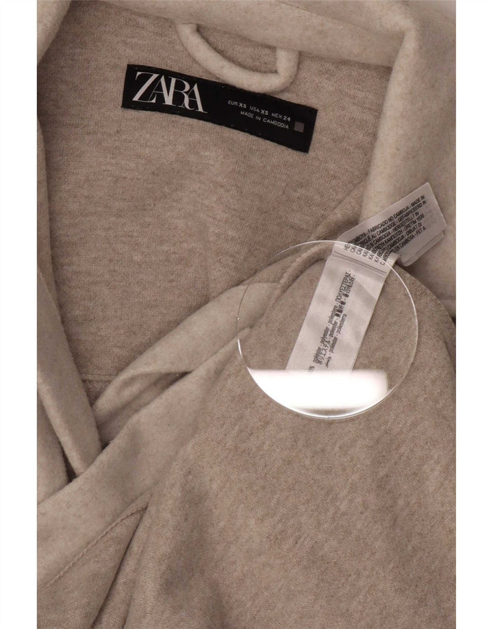 Женская верхняя рубашка Zara, фланелевая рубашка UK 8 XS, бежевый полиэстер