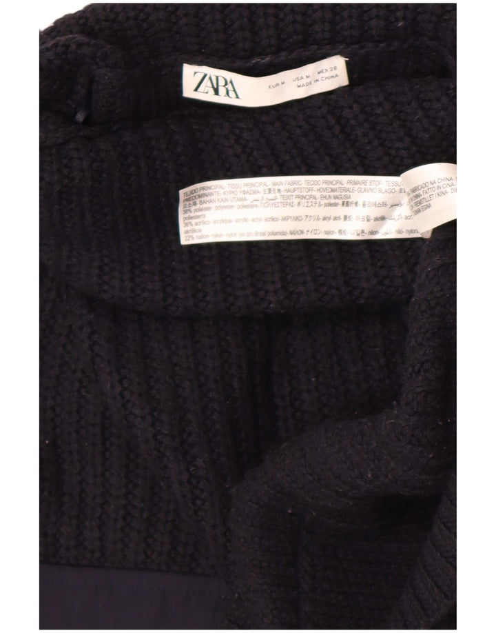 Женский укороченный джемпер с высоким воротником Zara UK 14, средний черный