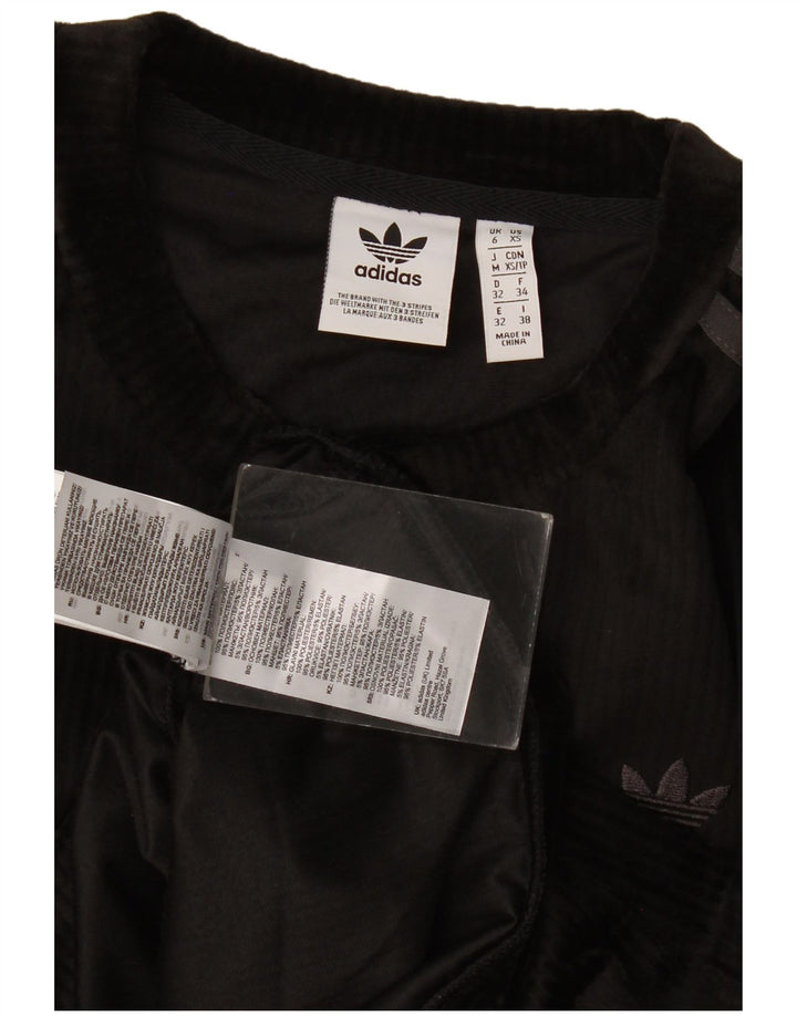 Женский велюровый свитшот оверсайз Adidas UK 6 XS, черный полиэстер