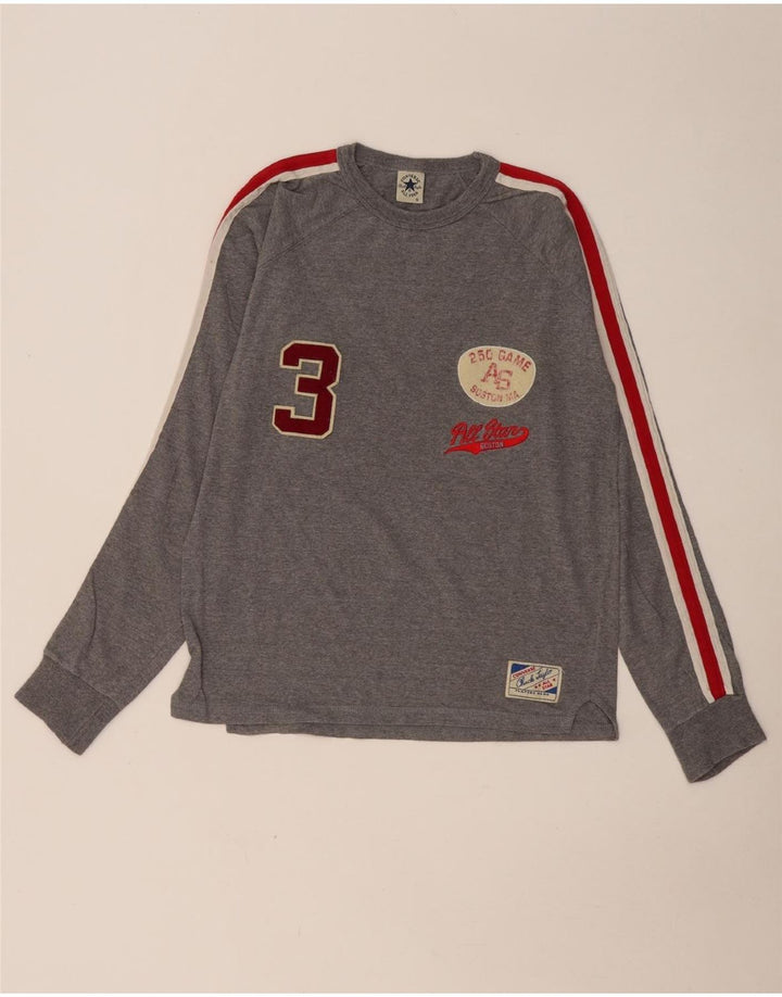 Мужской топ с графическим рисунком CONVERSE Chuck Taylor, маленький серый цвет с длинными рукавами