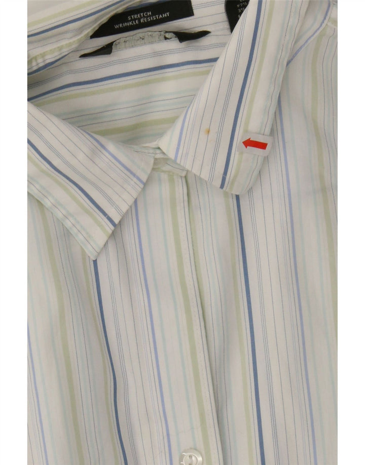 EDDIE BAUER Womens Shirt UK 16 Large Blue Striped Cotton