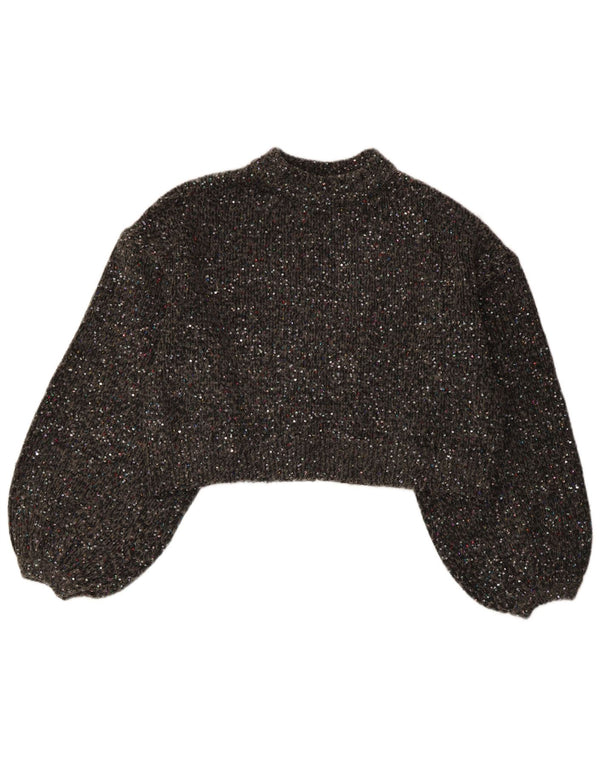 Женский укороченный джемпер с высоким воротником ZARA UK 16, большой серый в крапинку