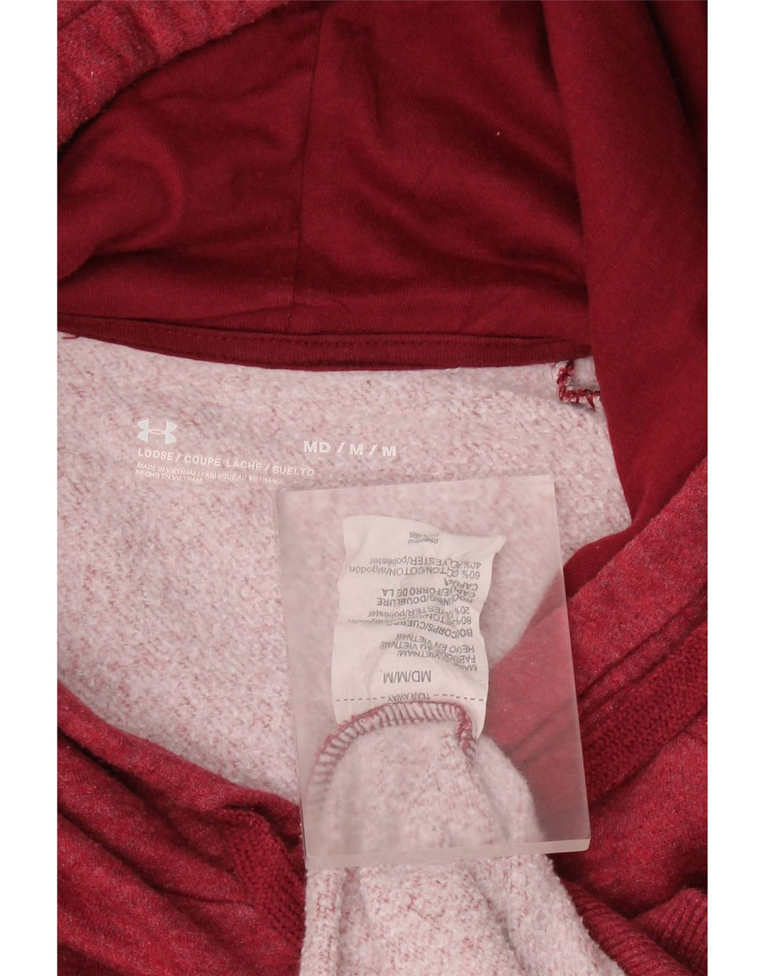 Мужской джемпер с капюшоном UNDER ARMOR, хлопковый, среднего красного цвета