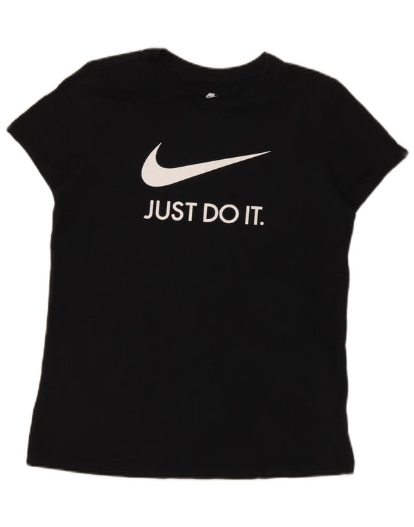 Женская футболка узкого кроя с графическим рисунком Nike UK 14, большой черный хлопок