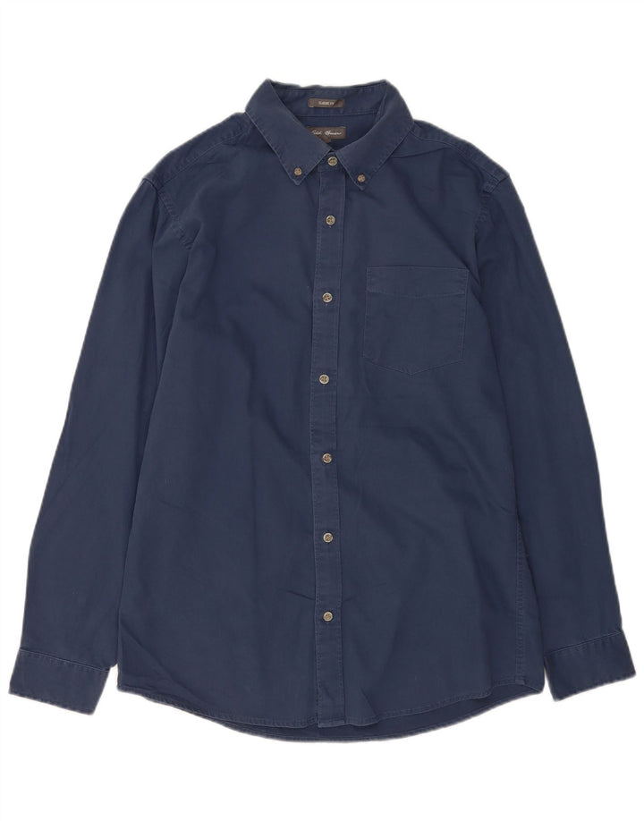 Мужская рубашка классического кроя Eddie Bauer среднего размера, темно-синяя, хлопковая