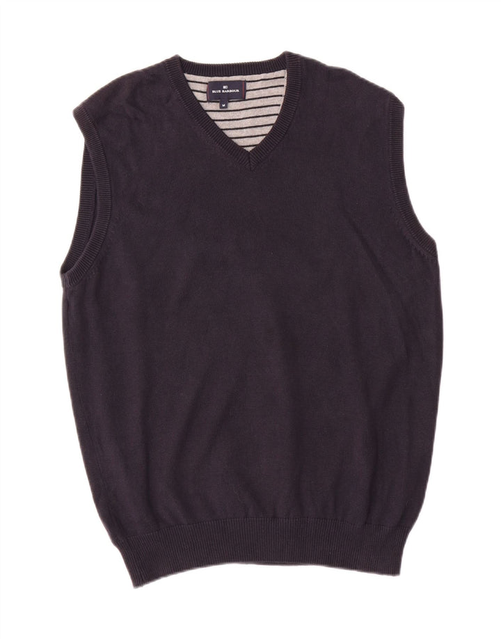 Мужская майка Marks & Spencer Blue Harbour Vest среднего размера, темно-синяя, хлопковая