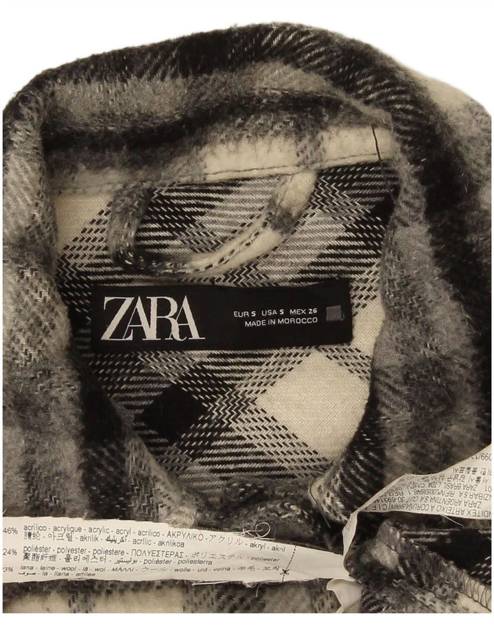 Женская фланелевая рубашка оверсайз Zara UK 10, маленькая черная клетка