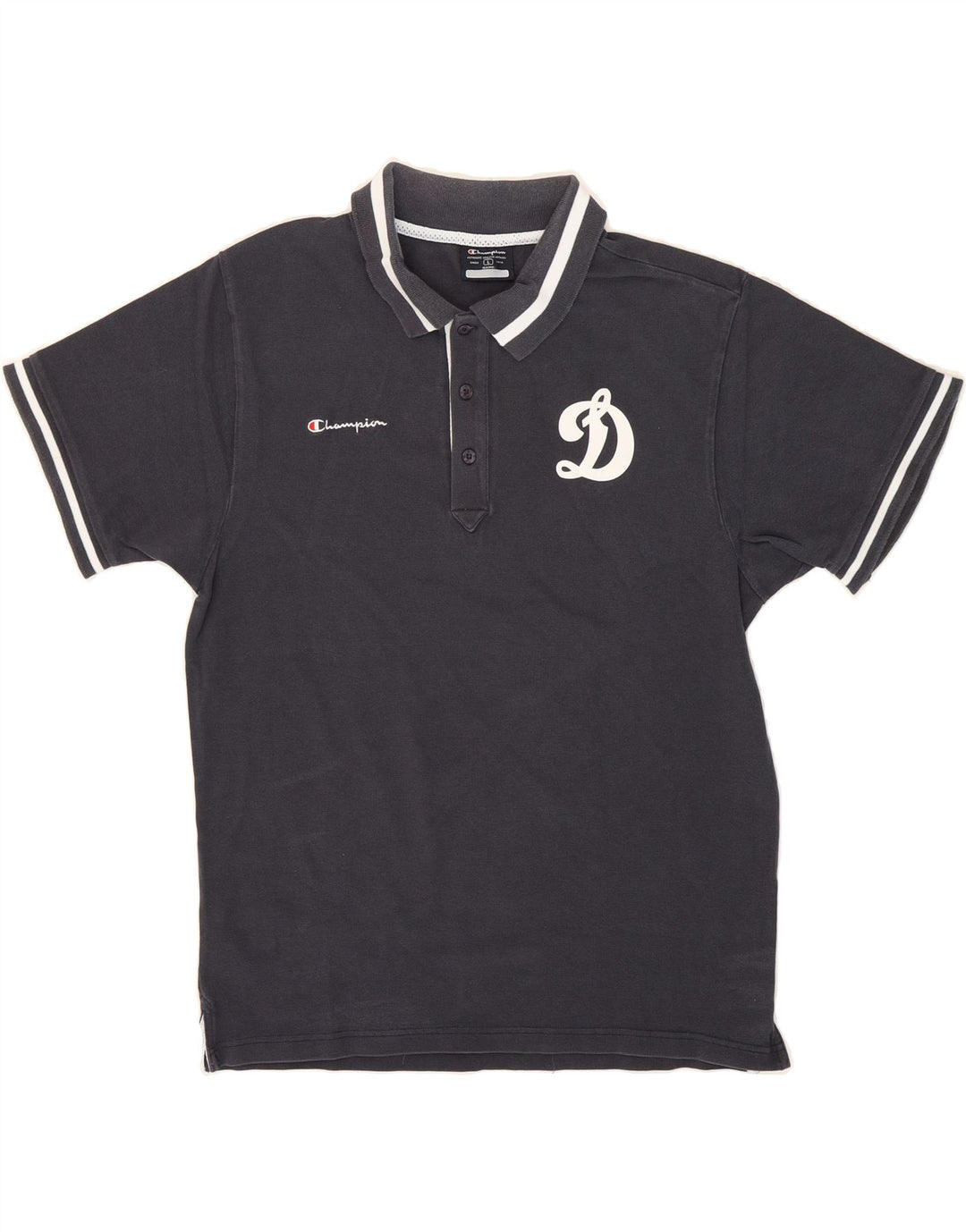 CHAMPION Mens Polo Shirt Large Black Cotton Vintage Champion and Second-Hand Champion from Messina Hembry 